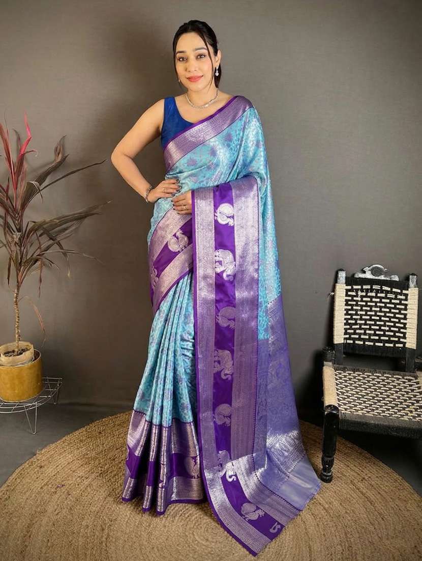 women self design banarasi saree with blouse