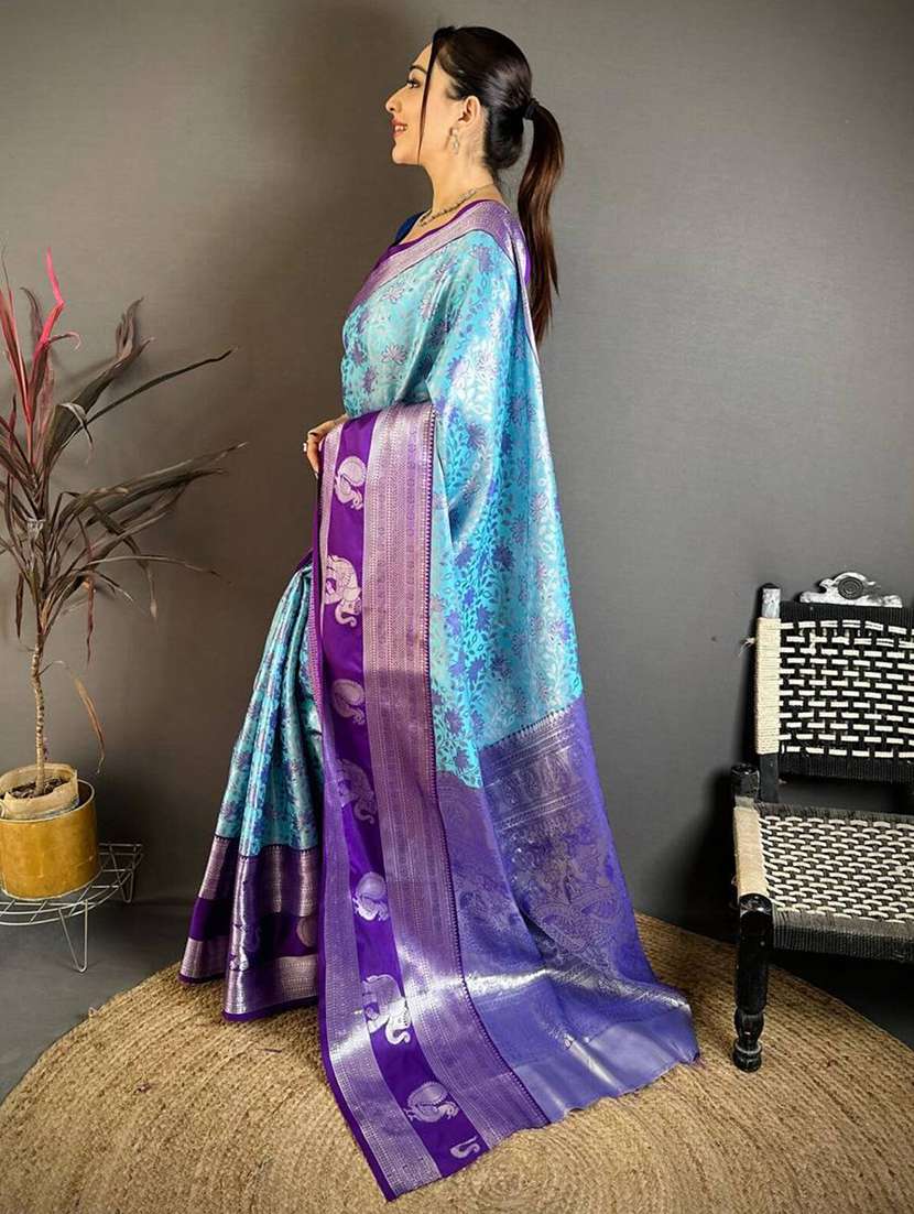 women self design banarasi saree with blouse - 22503081 -  Standard Image - 3