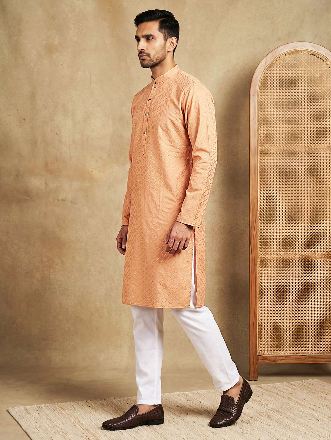 Men Self Design Mandarin Neck Kurta Pyjama Set - 22503155 -  Standard Image - 3