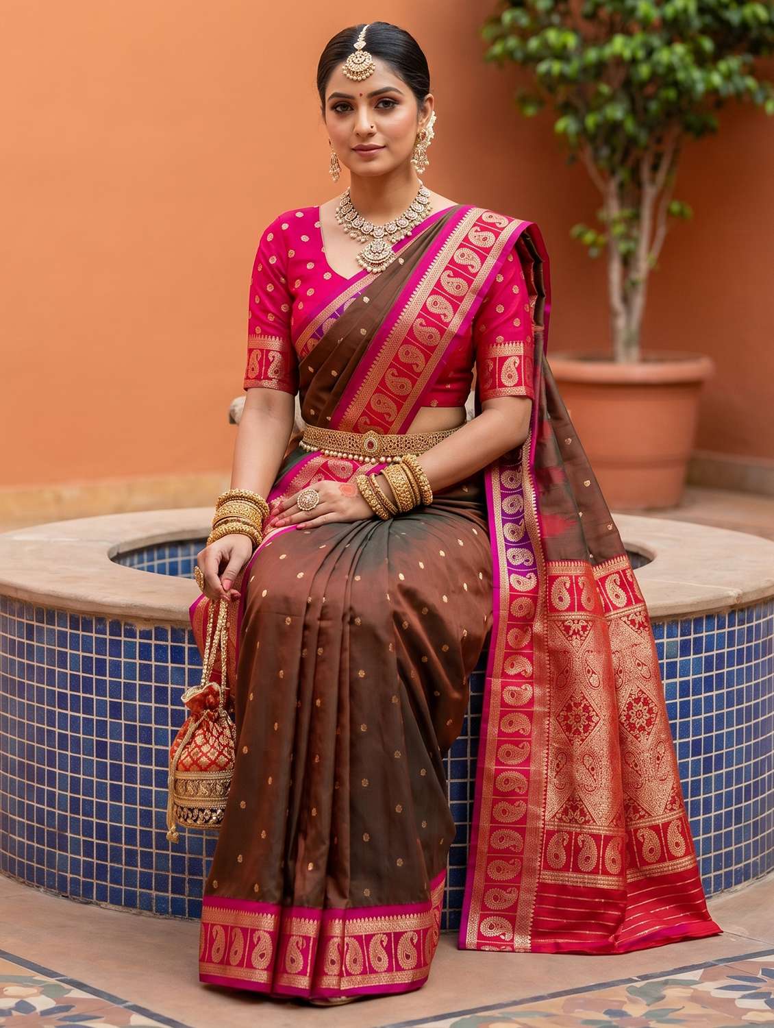 women self design kanjivaram saree with blouse - 22503227 -  Standard Image - 3