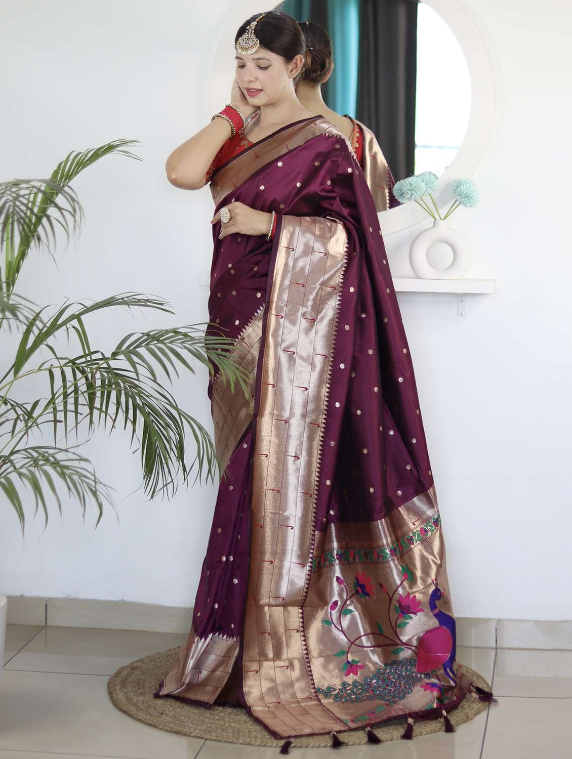 women self design paithani saree with blouse