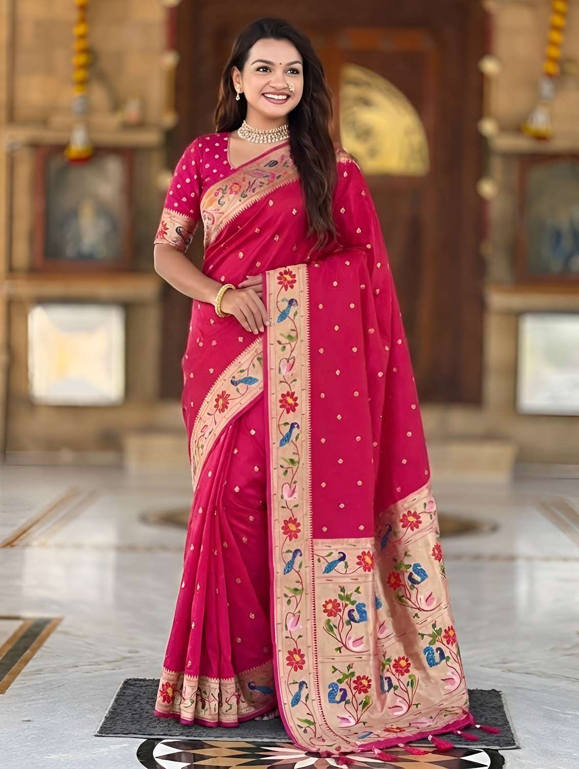 women self design paithani saree with blouse