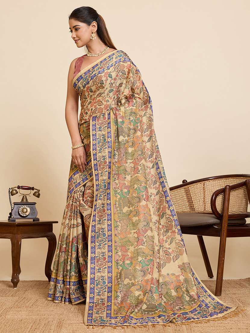women printed casual wear saree with blouse - 22503255 -  Standard Image - 3