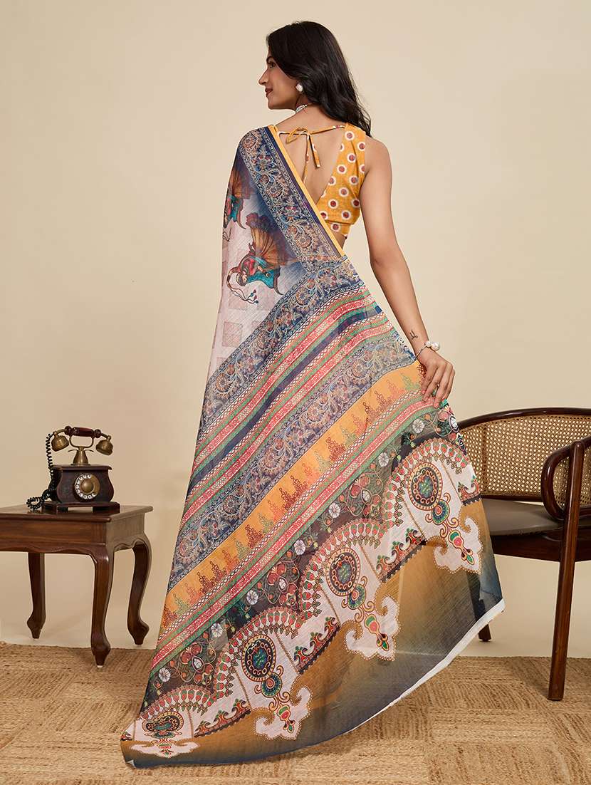 women printed casual wear saree with blouse - 22503282 -  Standard Image - 3