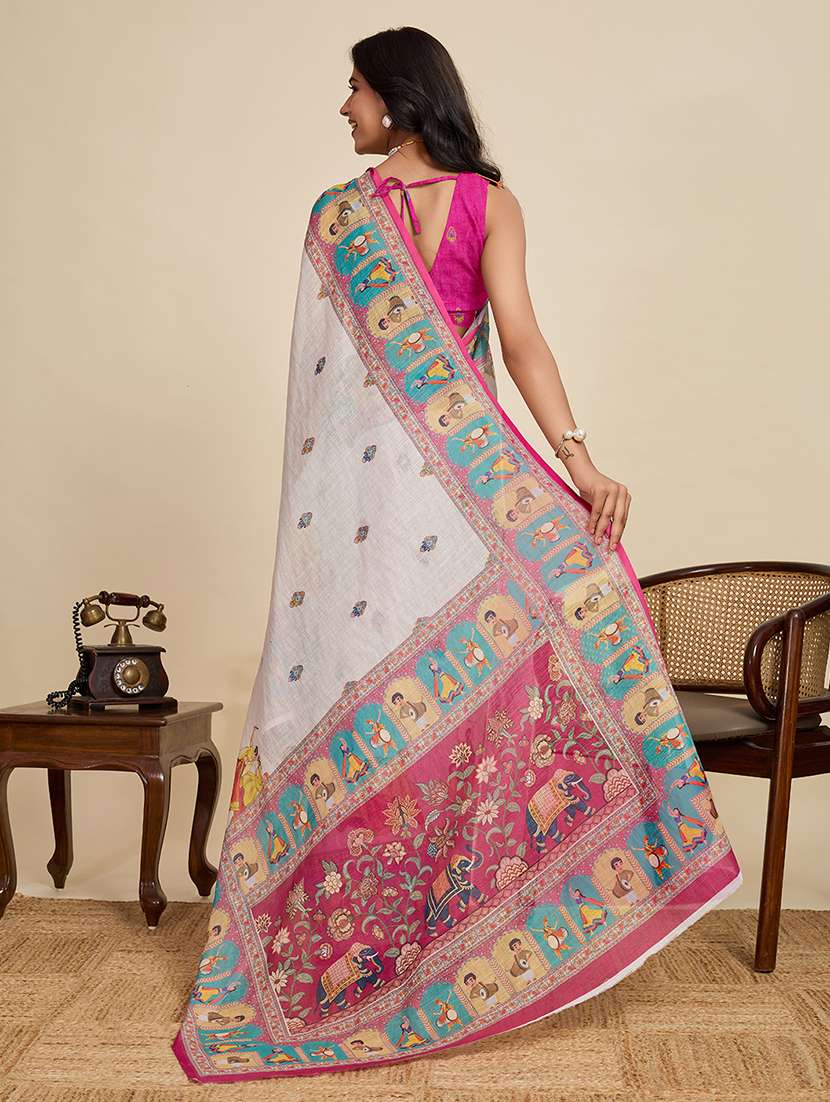 women printed casual wear saree with blouse - 22503289 -  Standard Image - 3