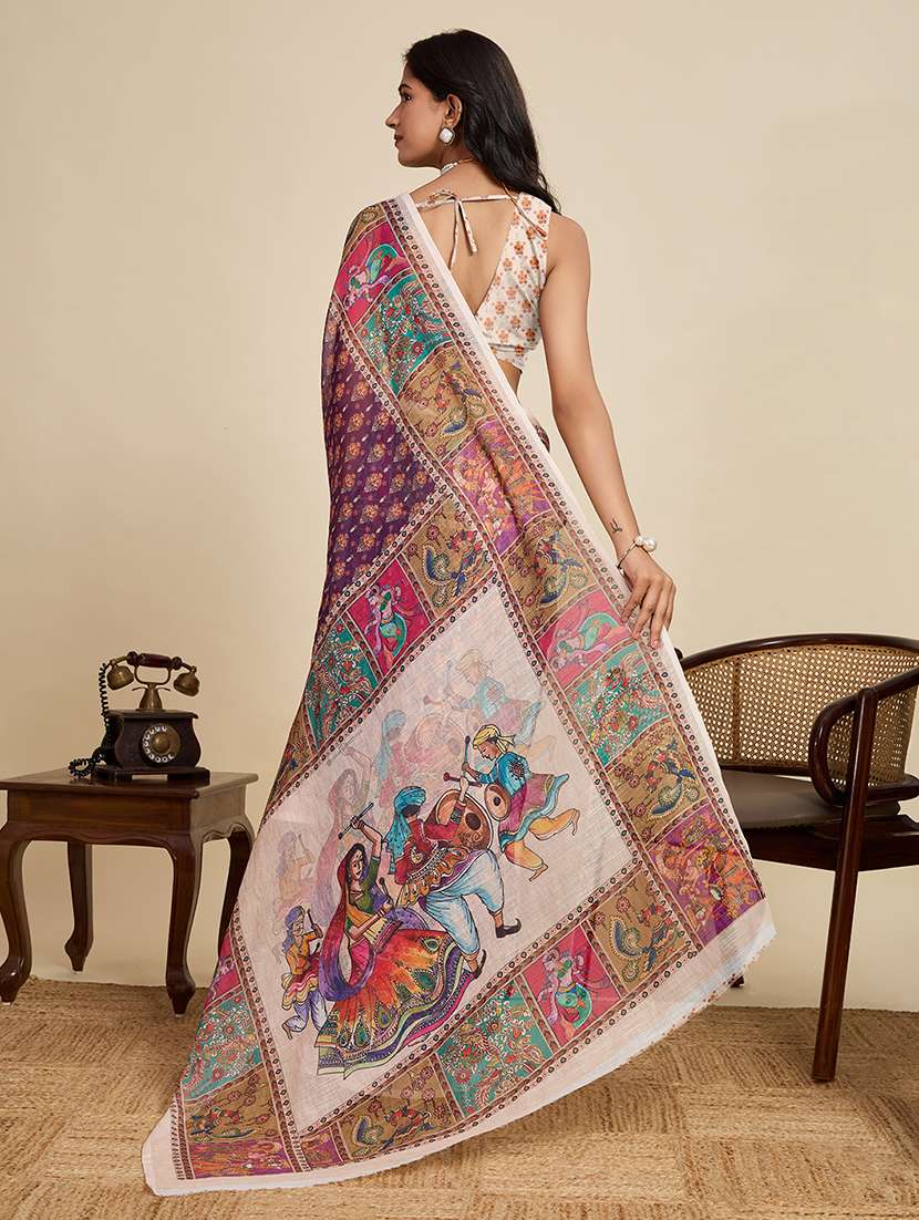 women printed casual wear saree with blouse - 22503296 -  Standard Image - 3