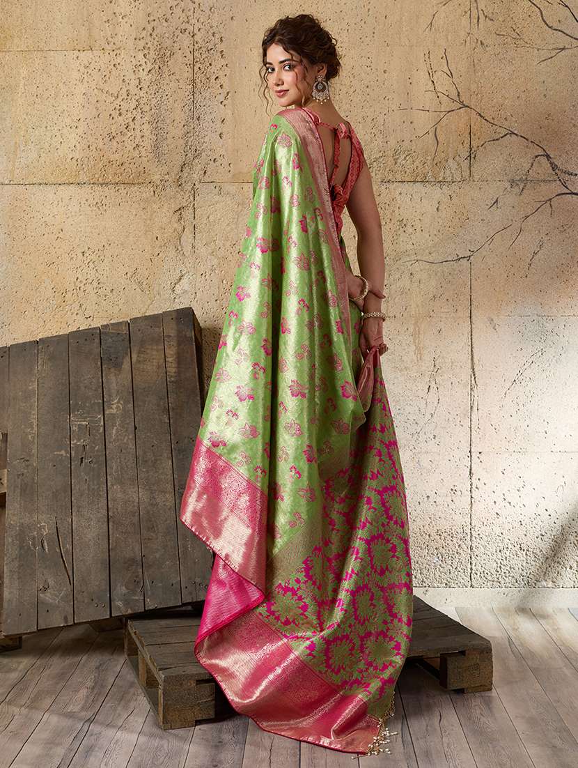 Women Self Design Kanjivaram Saree With Blouse - 22503309 -  Standard Image - 3