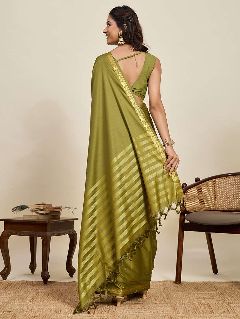 women solid plain saree with blouse - 22503327 -  Standard Image - 3