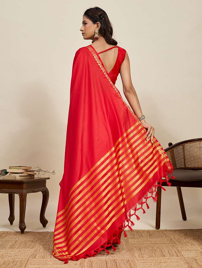 women solid plain saree with blouse - 22503330 -  Standard Image - 3