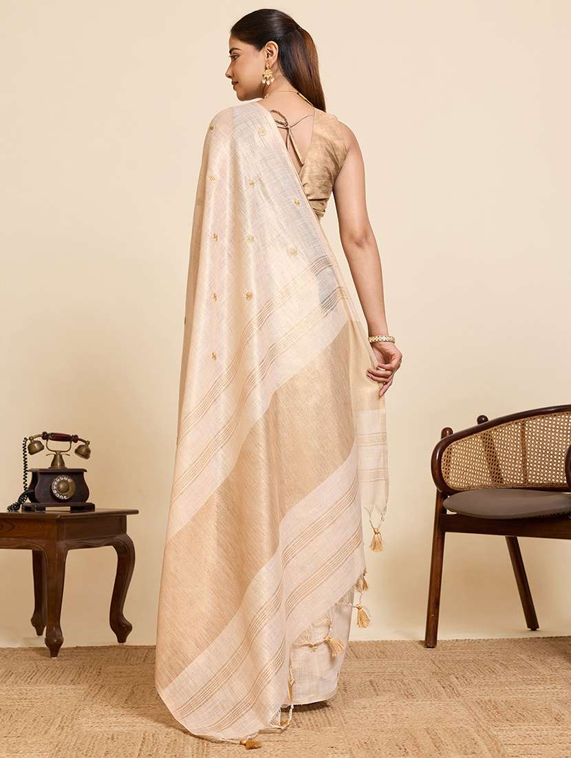 women solid with work embroidered saree with blouse - 22503336 -  Standard Image - 3