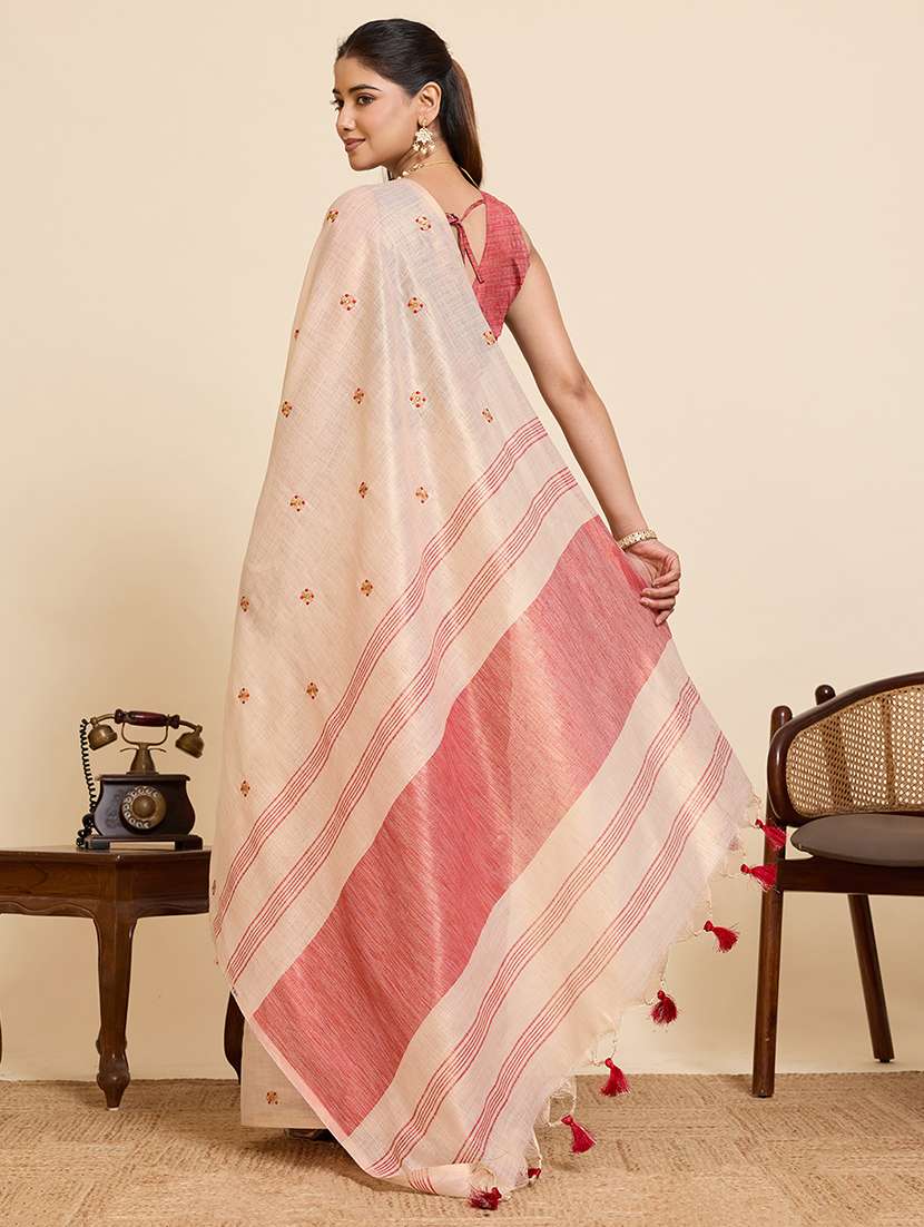 women solid with work embroidered saree with blouse - 22503338 -  Standard Image - 3