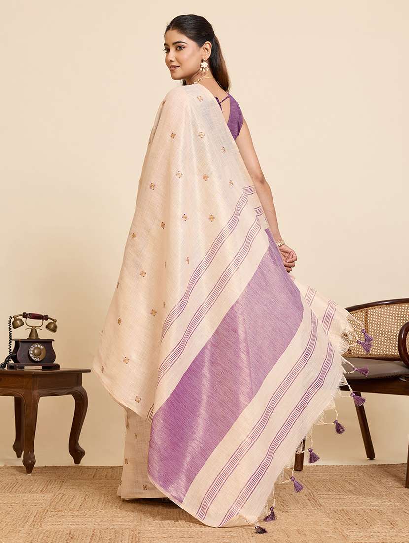 women solid with work embroidered saree with blouse - 22503339 -  Standard Image - 3