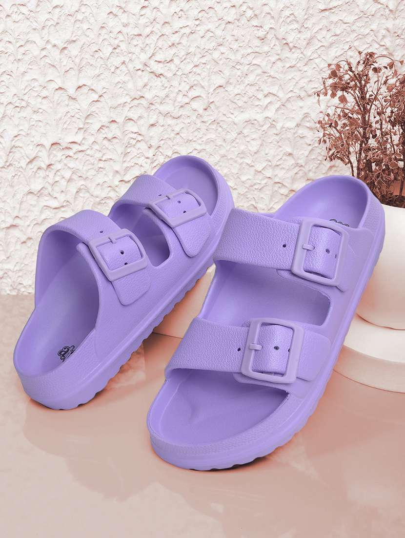 women solid slip on sliders