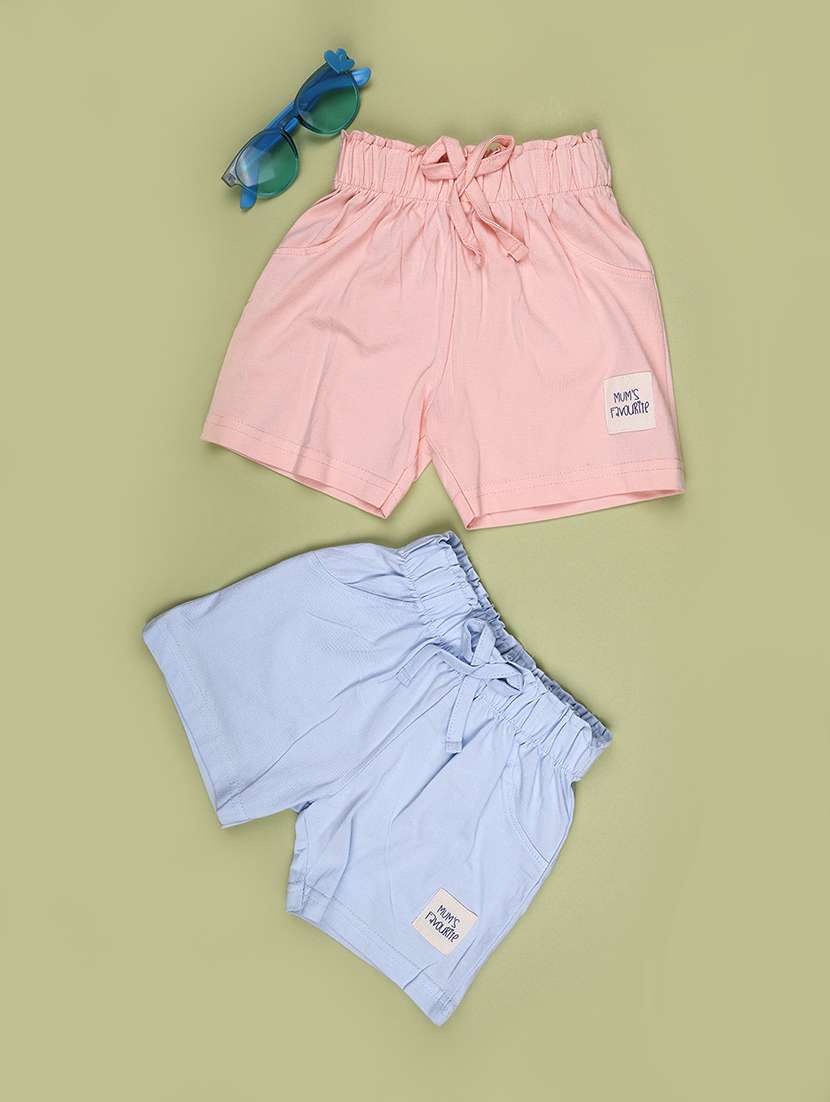 girls pack of 2 solid mid rise shorts
