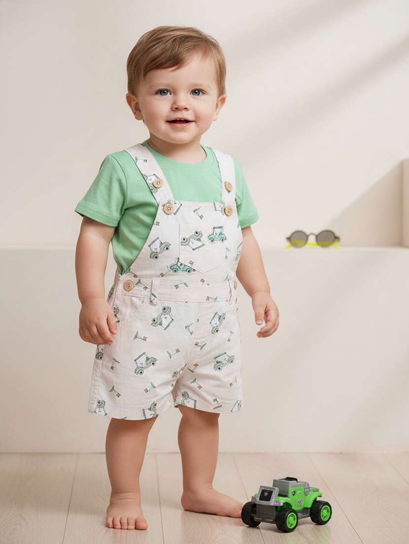 boys printed t-shirt and dungaree set