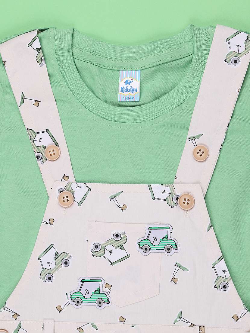 boys printed t-shirt and dungaree set - 22503618 -  Standard Image - 3