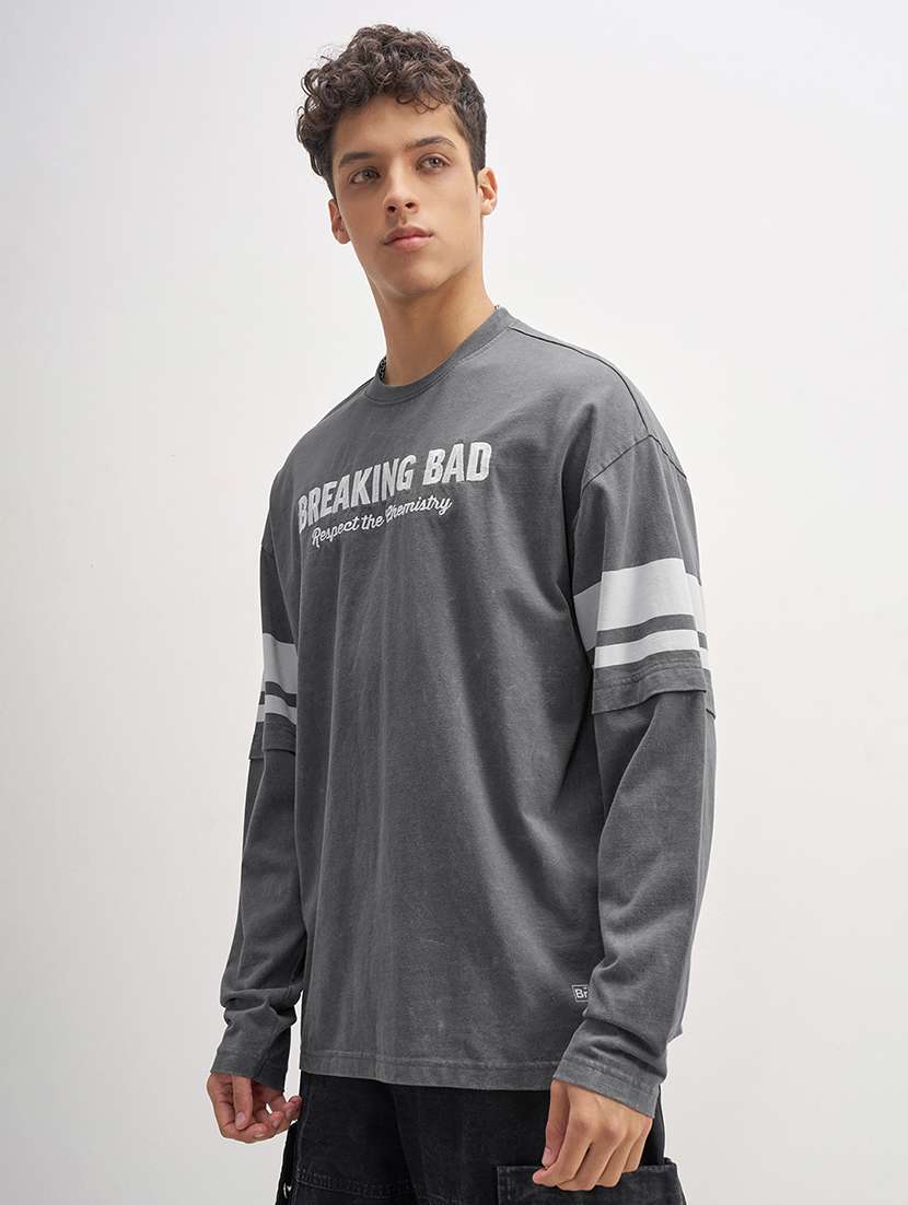 men printed long sleeve oversized t-shirt - 22503667 -  Standard Image - 3