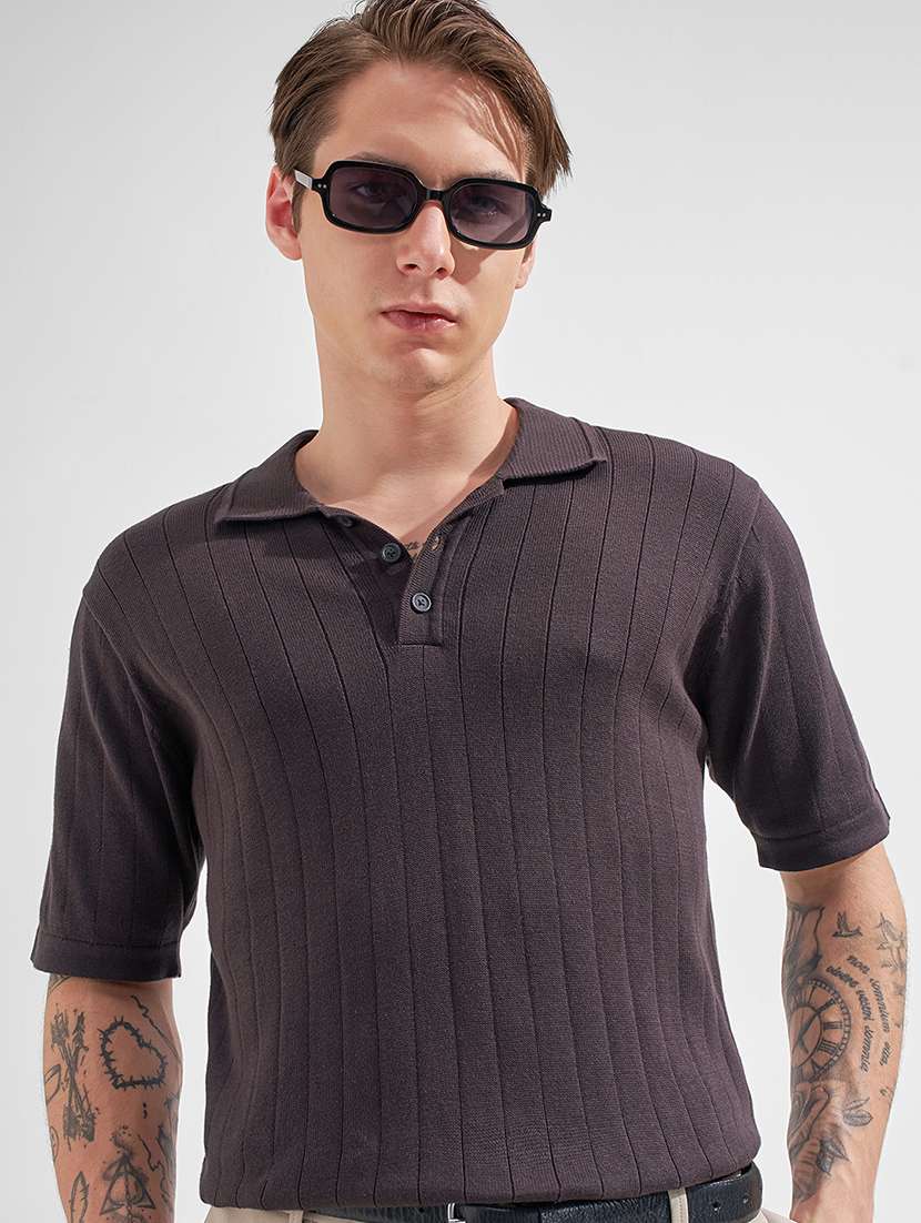 men self design short sleeve regular fit polo t-shirt