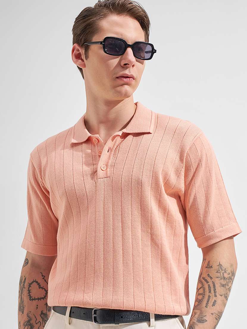 men self design short sleeve regular fit polo t-shirt
