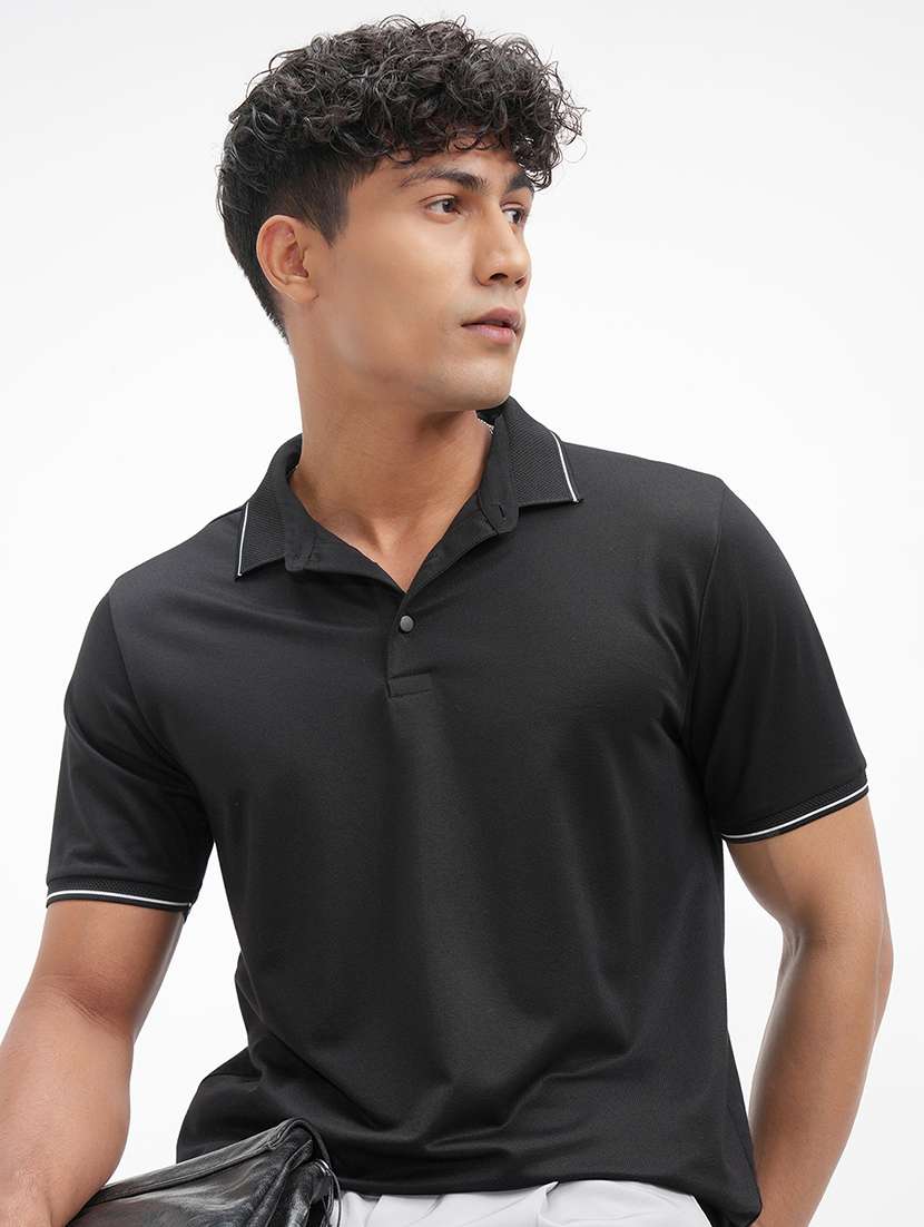 men solid short sleeve regular fit polo t-shirt