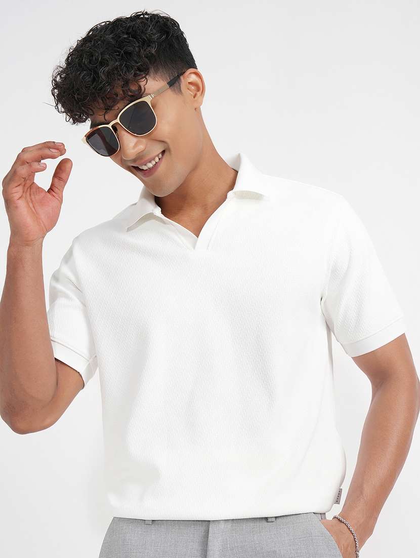 men self design short sleeve regular fit polo t-shirt