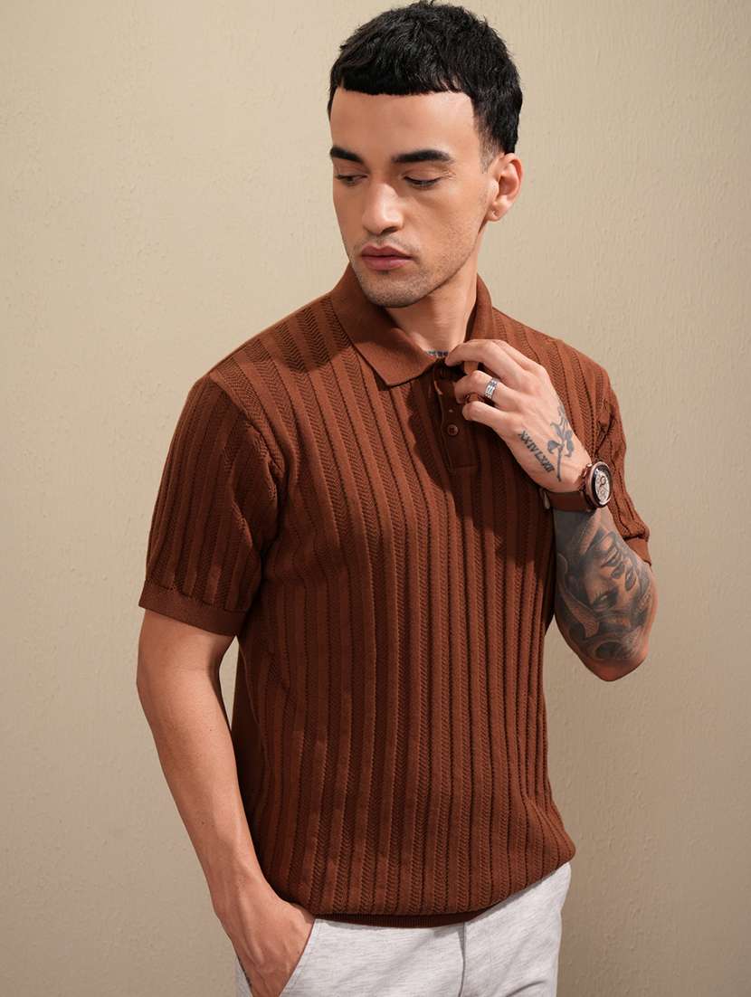 men self design short sleeve regular fit polo t-shirt