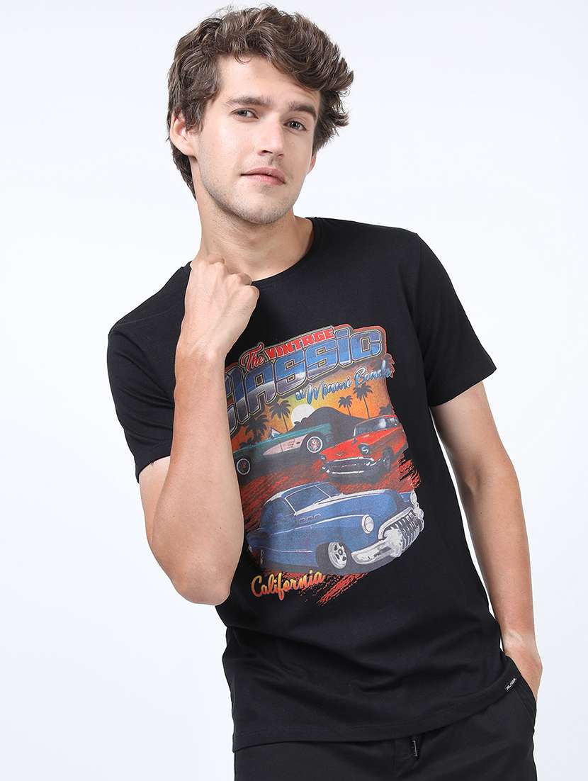 men printed short sleeve slim fit t-shirt