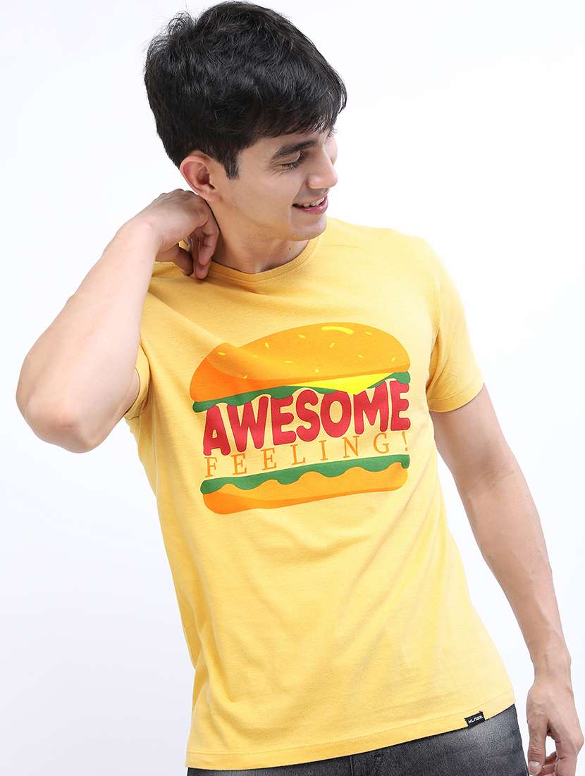 men printed short sleeve slim fit t-shirt