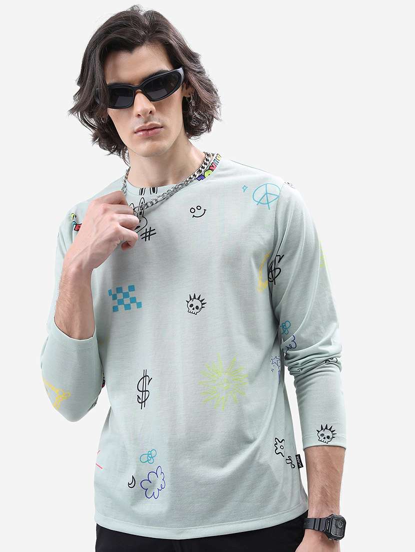 men printed long sleeve regular fit t-shirt