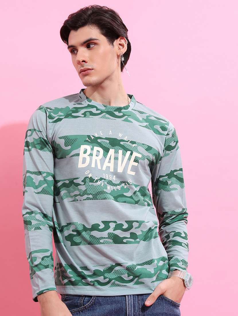 men printed long sleeve regular fit t-shirt