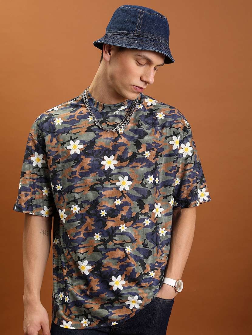men printed short sleeve loose fit t-shirt