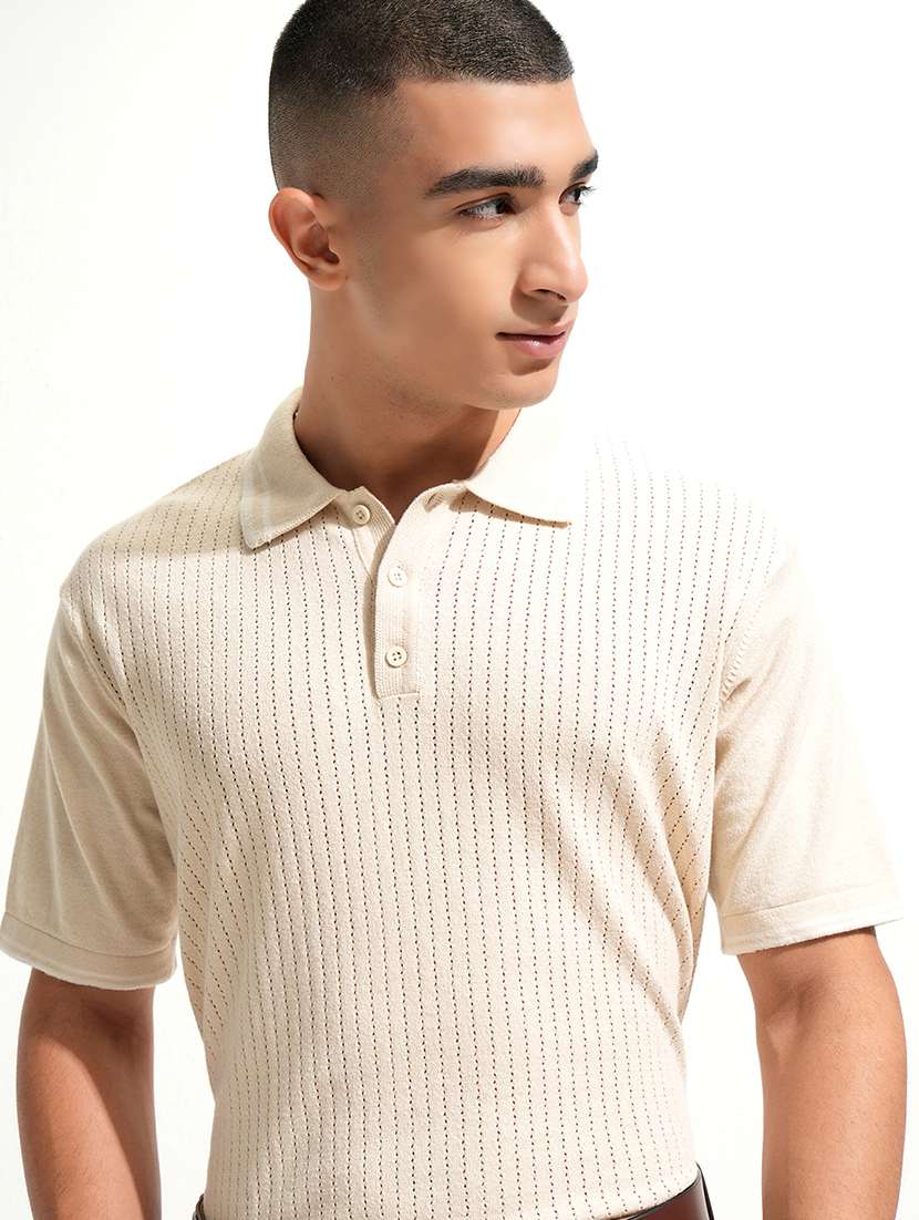 men self design short sleeve regular fit polo t-shirt