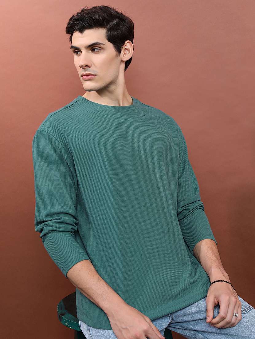 men textured long sleeve regular fit t-shirt - 22503808 -  Standard Image - 3