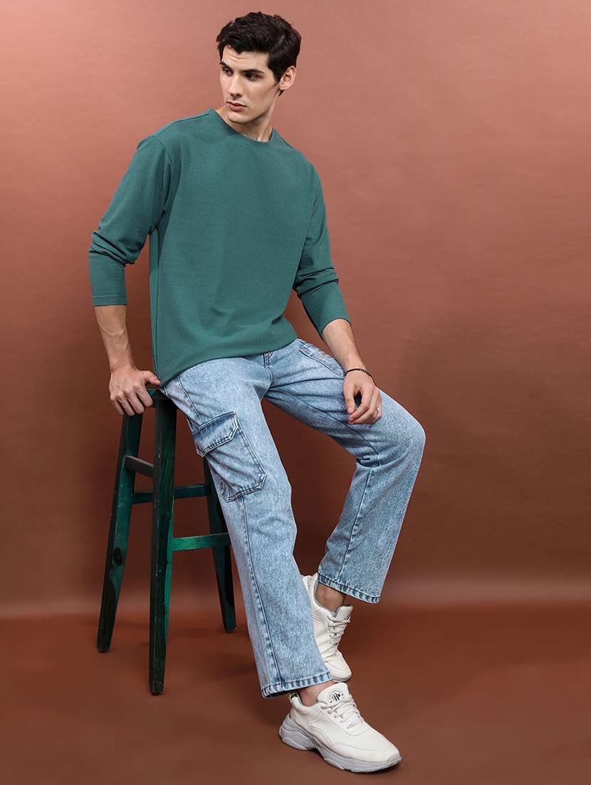 men textured long sleeve regular fit t-shirt - 22503808 -  Standard Image - 5