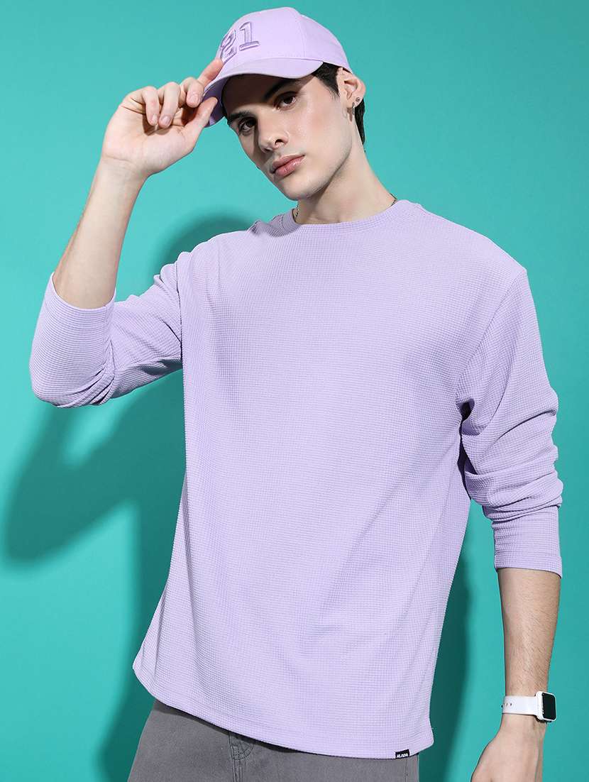 men textured long sleeve regular fit t-shirt - 22503809 -  Standard Image - 3