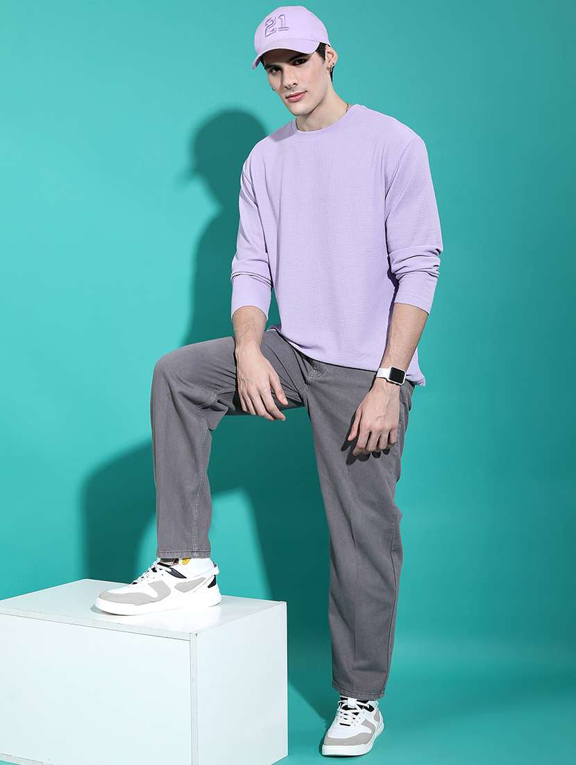 men textured long sleeve regular fit t-shirt - 22503809 -  Standard Image - 5