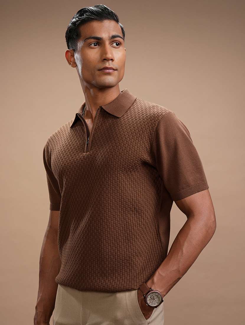 men self design short sleeve regular fit polo t-shirt