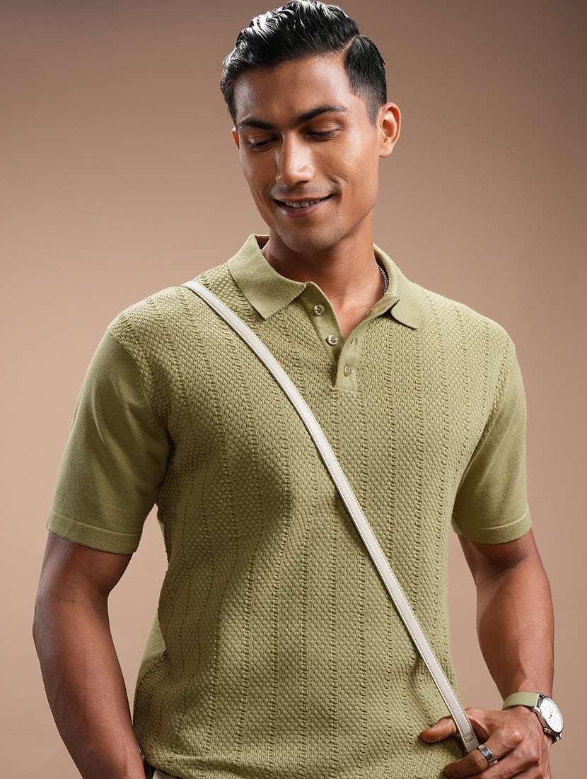 men self design short sleeve regular fit polo t-shirt