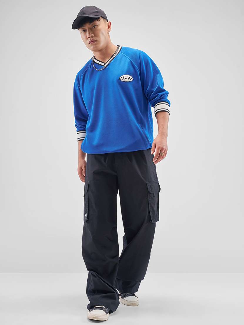 Men Solid Long Sleeve Oversized T-shirt - 22503836 -  Standard Image - 5