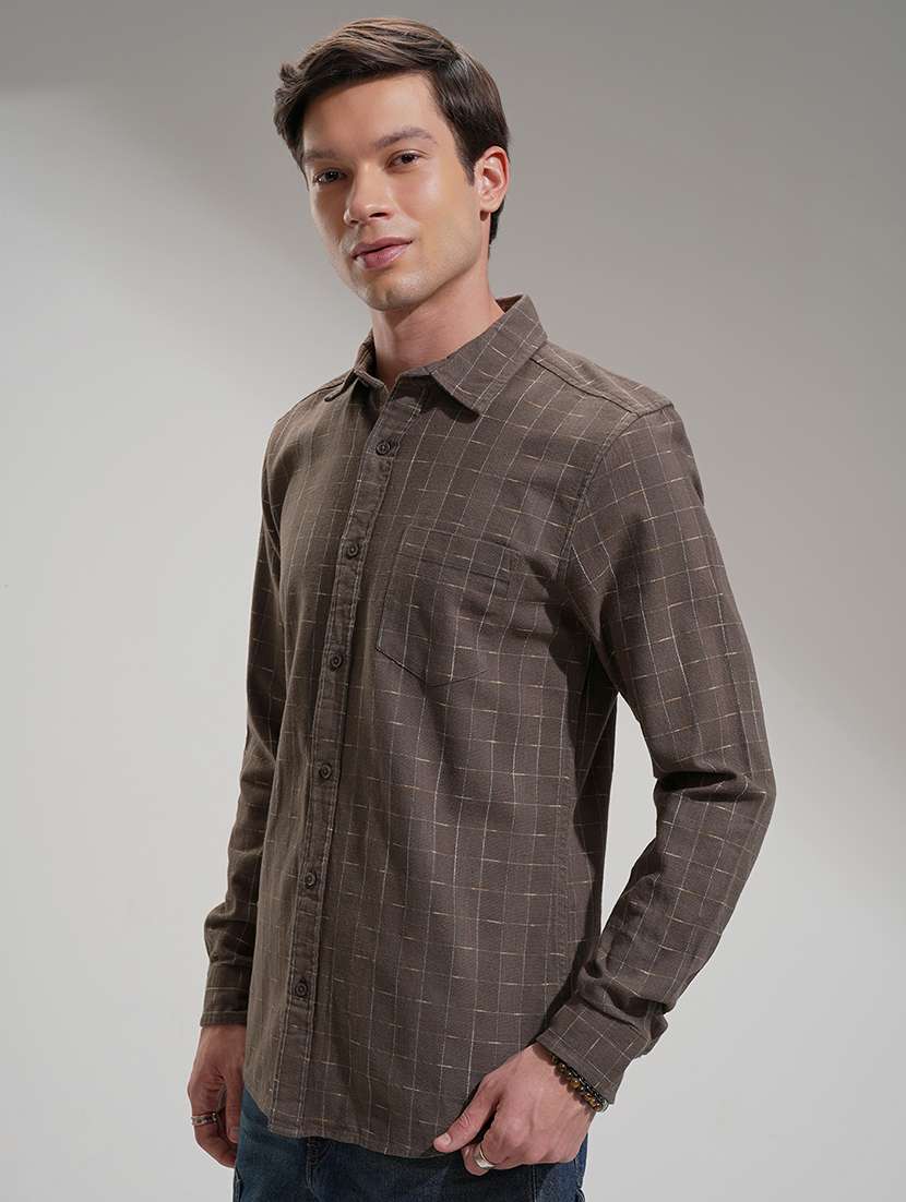 men checkered long sleeve regular fit casual shirt - 22503900 -  Standard Image - 3