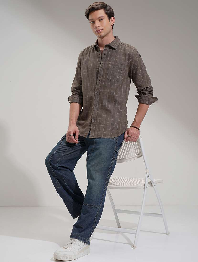 men checkered long sleeve regular fit casual shirt - 22503900 -  Standard Image - 5