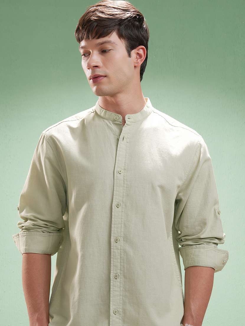 men self design long sleeve regular fit casual shirt