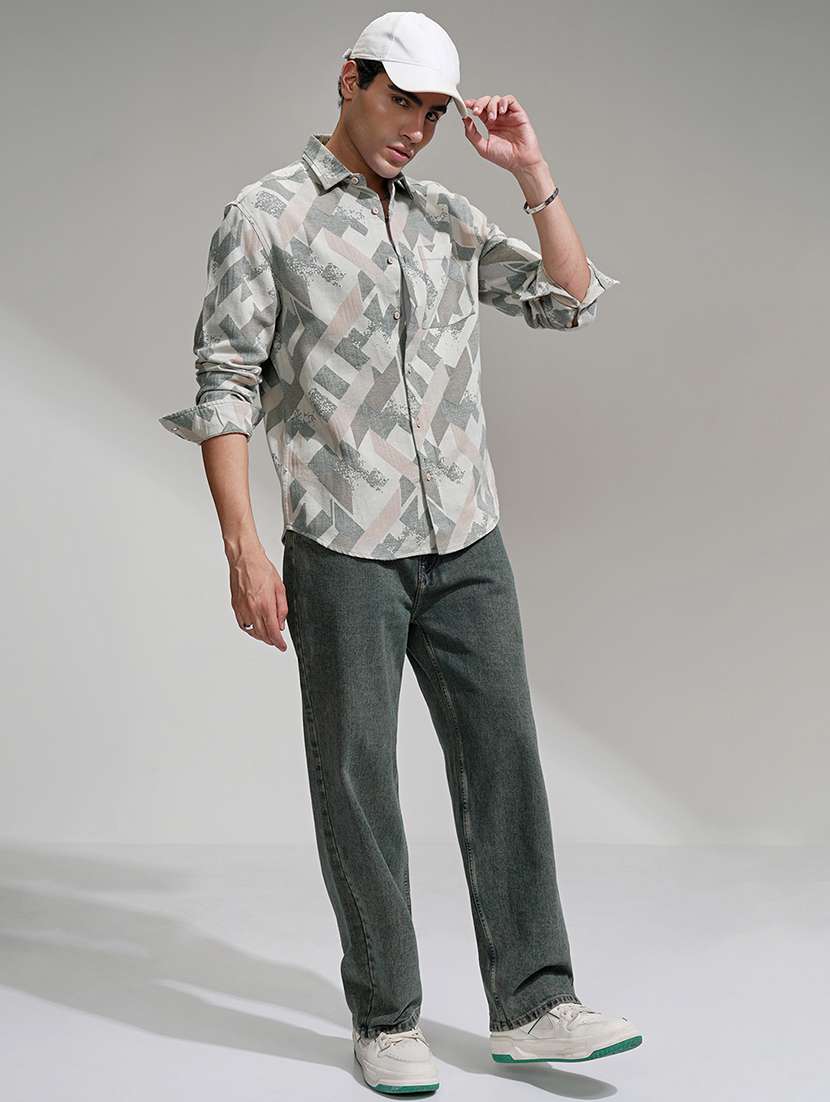 men printed long sleeve regular fit casual shirt - 22503917 -  Standard Image - 5