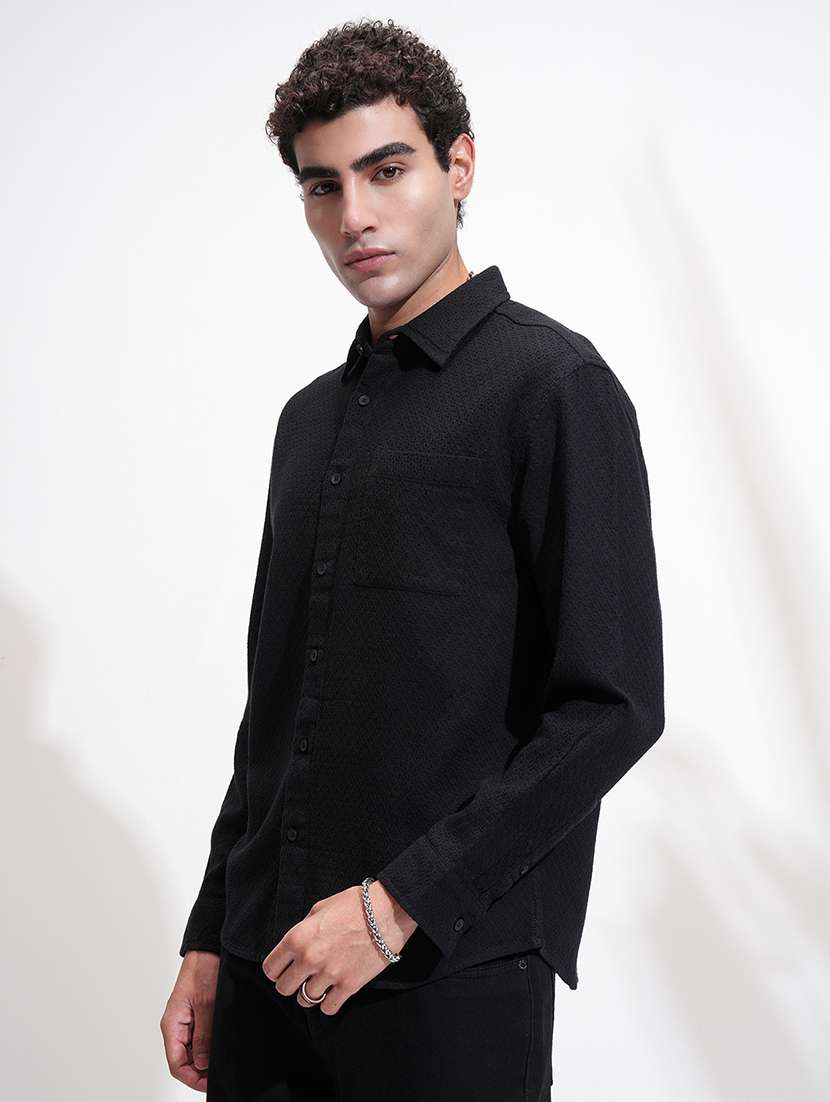 men self design long sleeve regular fit casual shirt - 22503921 -  Standard Image - 3
