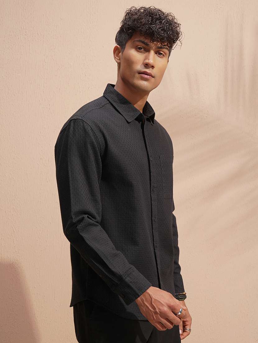men self design long sleeve regular fit casual shirt - 22503935 -  Standard Image - 3