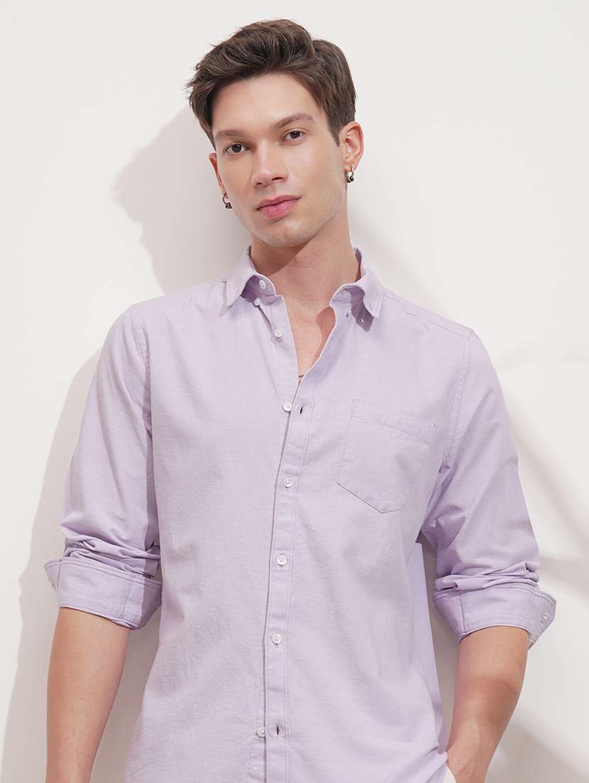 men solid long sleeve regular fit casual shirt