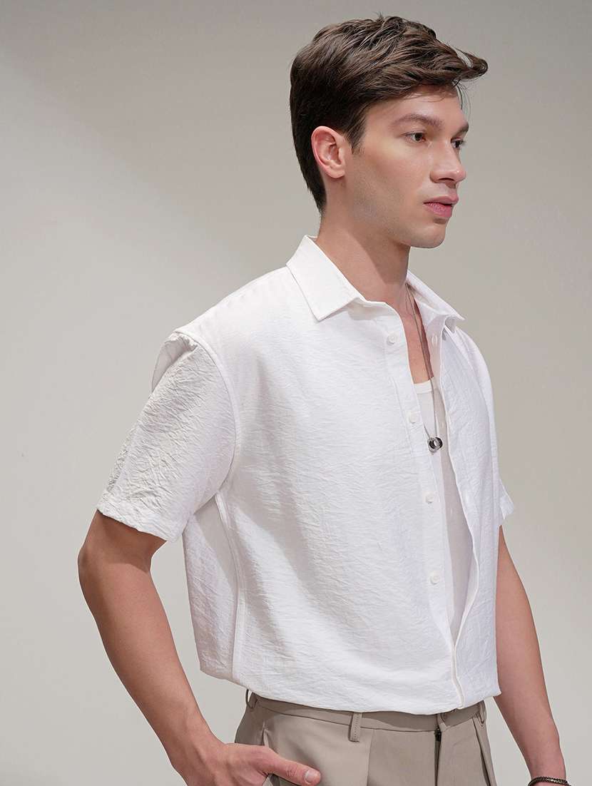 men solid short sleeve regular fit casual shirt - 22503948 -  Standard Image - 3