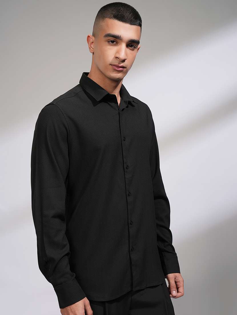 men self design long sleeve slim fit casual shirt - 22503956 -  Standard Image - 3