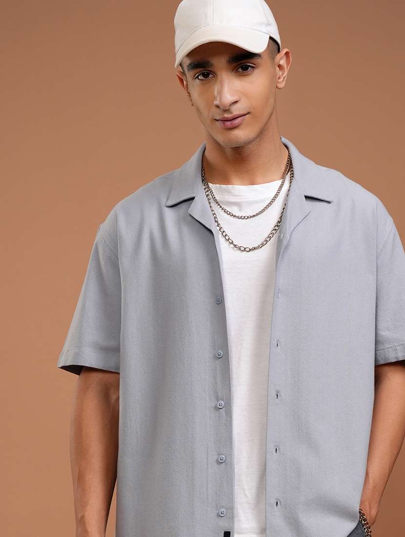men solid short sleeve regular fit casual shirt