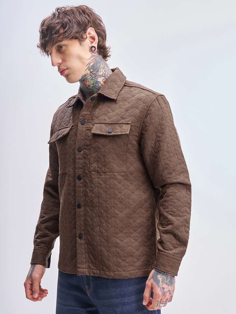 men self design long sleeve regular fit casual shirt - 22503975 -  Standard Image - 3